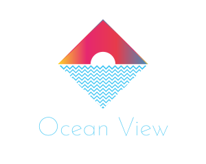 Beach Ocean Sun logo design