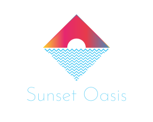 Beach Ocean Sun logo design