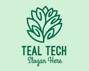 Teal Nature Leaf Spa logo design