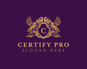 Luxury Stallion Pegasus Shield logo design