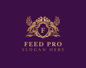 Luxury Stallion Pegasus Shield logo design