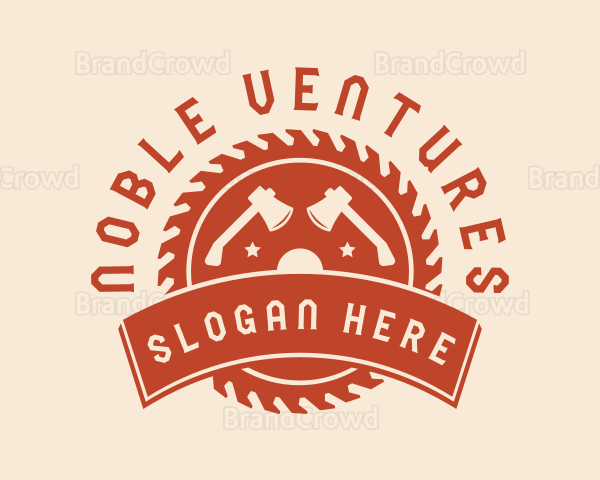 Saw Blade Axe Woodwork Logo