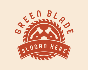 Saw Blade Axe Woodwork logo design