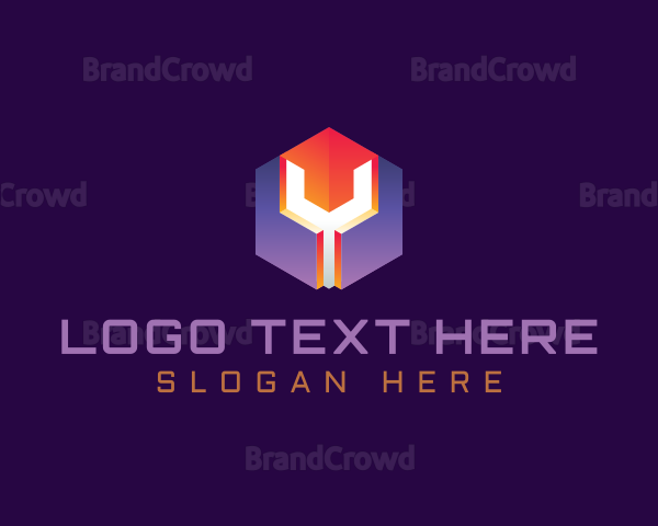 Hexagon Digital Cube Letter Y Logo