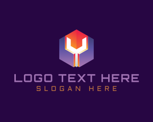 Gold Hexagon - Hexagon Digital Cube Letter Y logo design
