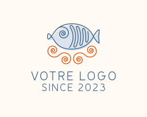 Fishing - Fish Spiral Doodle logo design