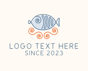 Fisheries - Fish Spiral Doodle logo design