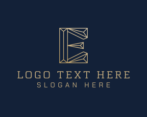 Glam - Gold Crystal Letter E logo design