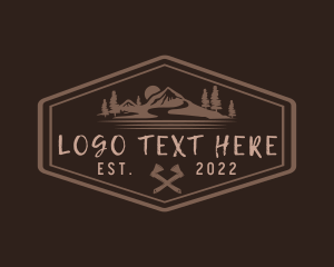 Woodworking - Brown Hexagon Adventure logo design