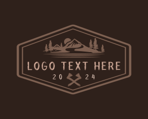 Mountain - Brown Hexagon Adventure logo design