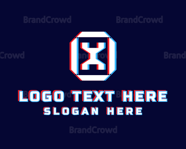 Letter X Futuristic Glitch Logo