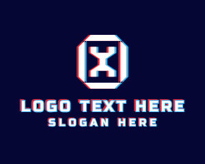 Web Host - Letter X Futuristic Glitch logo design