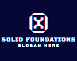 Video Game - Letter X Futuristic Glitch logo design