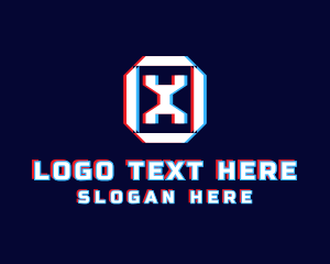 Online Streaming - Letter X Futuristic Glitch logo design