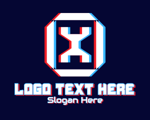 Letter X Futuristic Glitch logo design