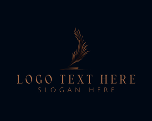 Poet - Quill Feather Signature logo design