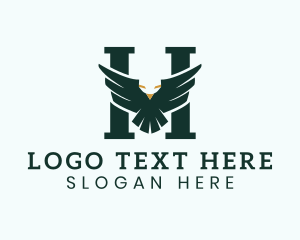 Hawk - Eagle Letter H Wings logo design