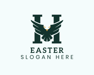 Hawk - Eagle Letter H Wings logo design