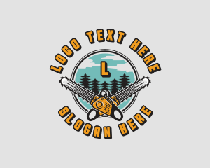 Forest - Logging Chainsaw Lumberjack logo design