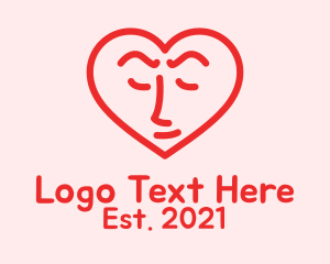 Valentine - Heart Head Line Art logo design