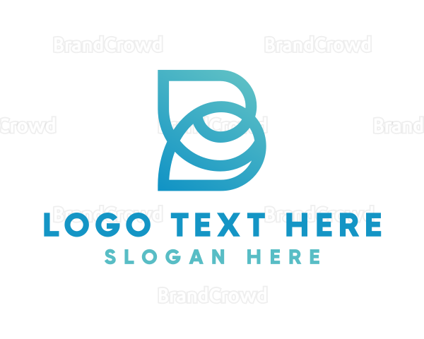 Elegant B Leaf Outline Logo