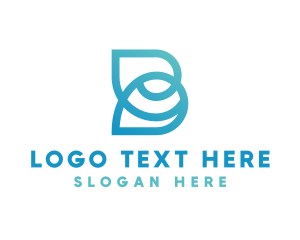Blue Leaf - Elegant B Leaf Outline logo design