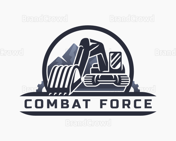 Industrial Excavator Construction Logo