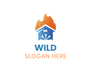 Temperature - Snowflake Flame House logo design