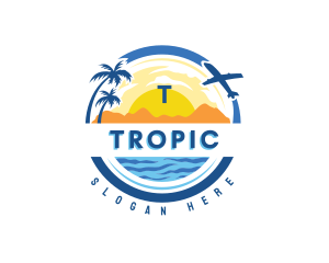 Beach Travel Vacation logo design