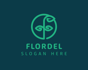 Natural Plant Letter F logo design