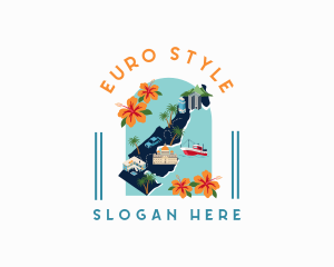 Europe - Monaco Travel Map logo design
