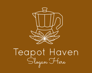 Teapot - Coffee Moka Pot Leaf logo design