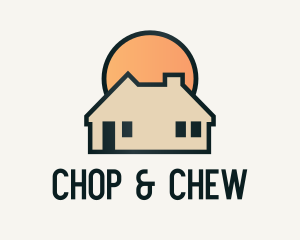Flat - Chimney House Sun logo design