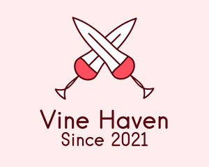 Cross Dagger Wine  logo design