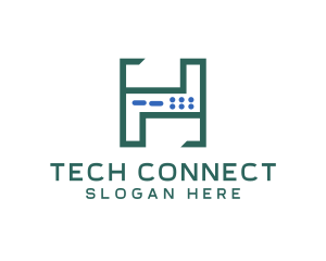 Modem - Server Tech Letter H logo design