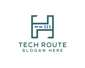 Router - Server Tech Letter H logo design