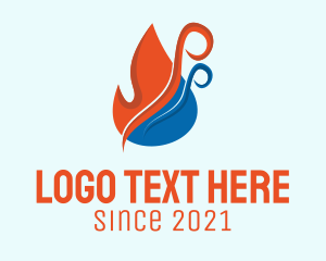 Torch - Fire Water Droplet logo design