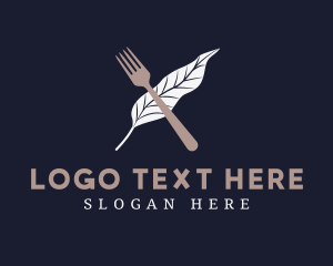 Vegan - Herb Leaf Fork logo design