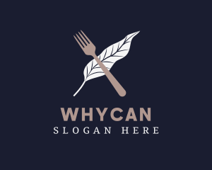 Vegan - Herb Leaf Fork logo design