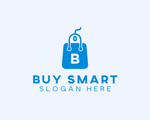 Computer Mouse Shopping Bag logo design