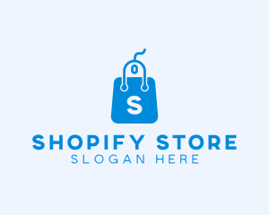 Computer Mouse Shopping Bag logo design