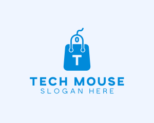 Computer Mouse Shopping Bag logo design