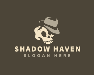 Dark - Spooky Skull Hat logo design