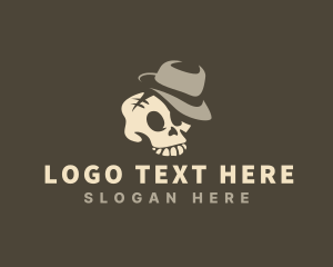 Gamer - Spooky Skull Hat logo design