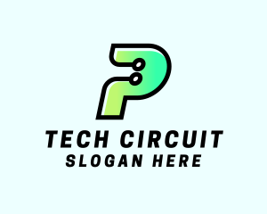Circuitry - Tech Circuitry Letter P logo design