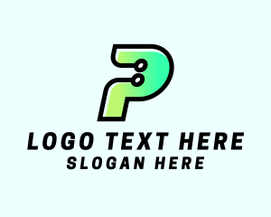 Website - Tech Circuitry Letter P logo design