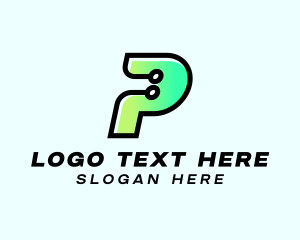 Cyber - Tech Circuitry Letter P logo design