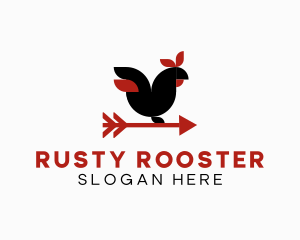 Geometric Rooster Arrow logo design