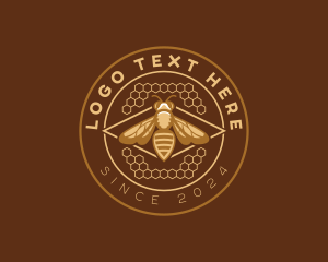 Wasp - Honey Bee Honeycomb logo design