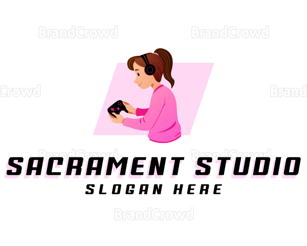 Female Gamer Console Logo